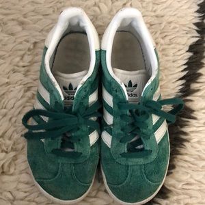 Forest green adidas gazelles